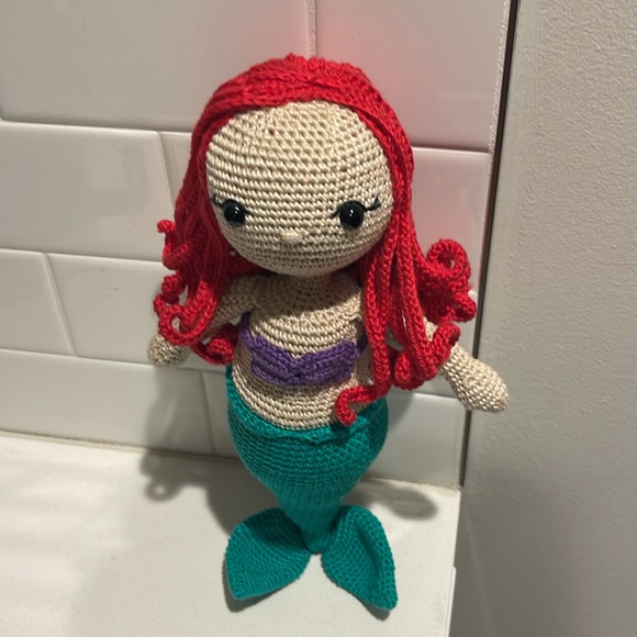 Handcrafted Ariel Little Mermaid Doll Crochet Decor Toy Disney Sea Ocean - Picture 3 of 13